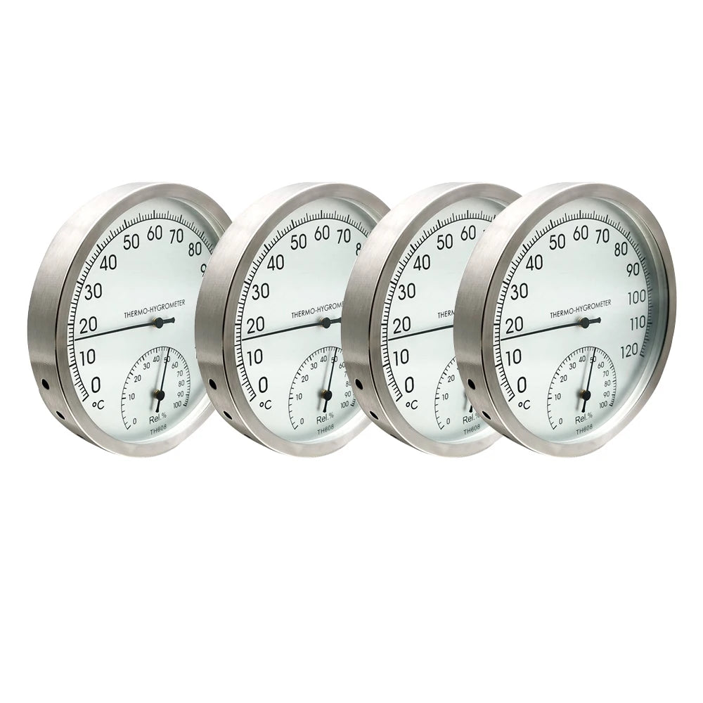 127mm Thermometer термометр Hygrometer Wall Hung Stainless Steel Indoor Outdoor Sauna Room Temperature Humidity Tester Monitor