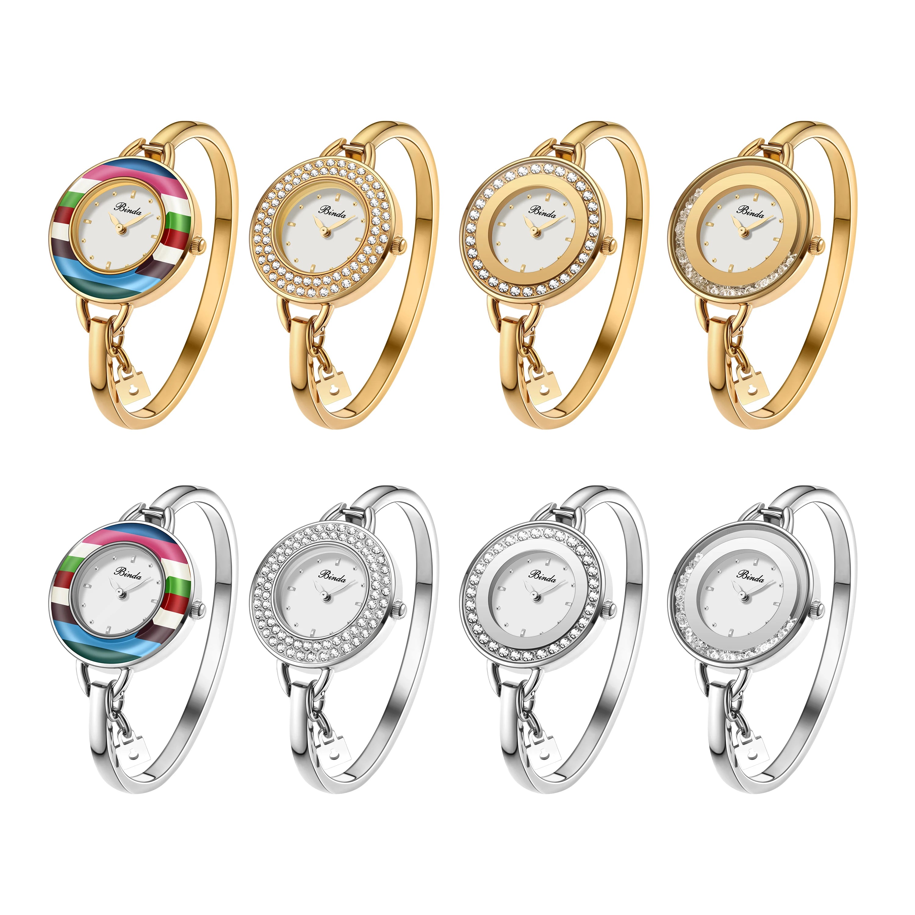 Watch – Quartz Movement – Stainless Steel Band – Rainbow Gold | KIMLUD