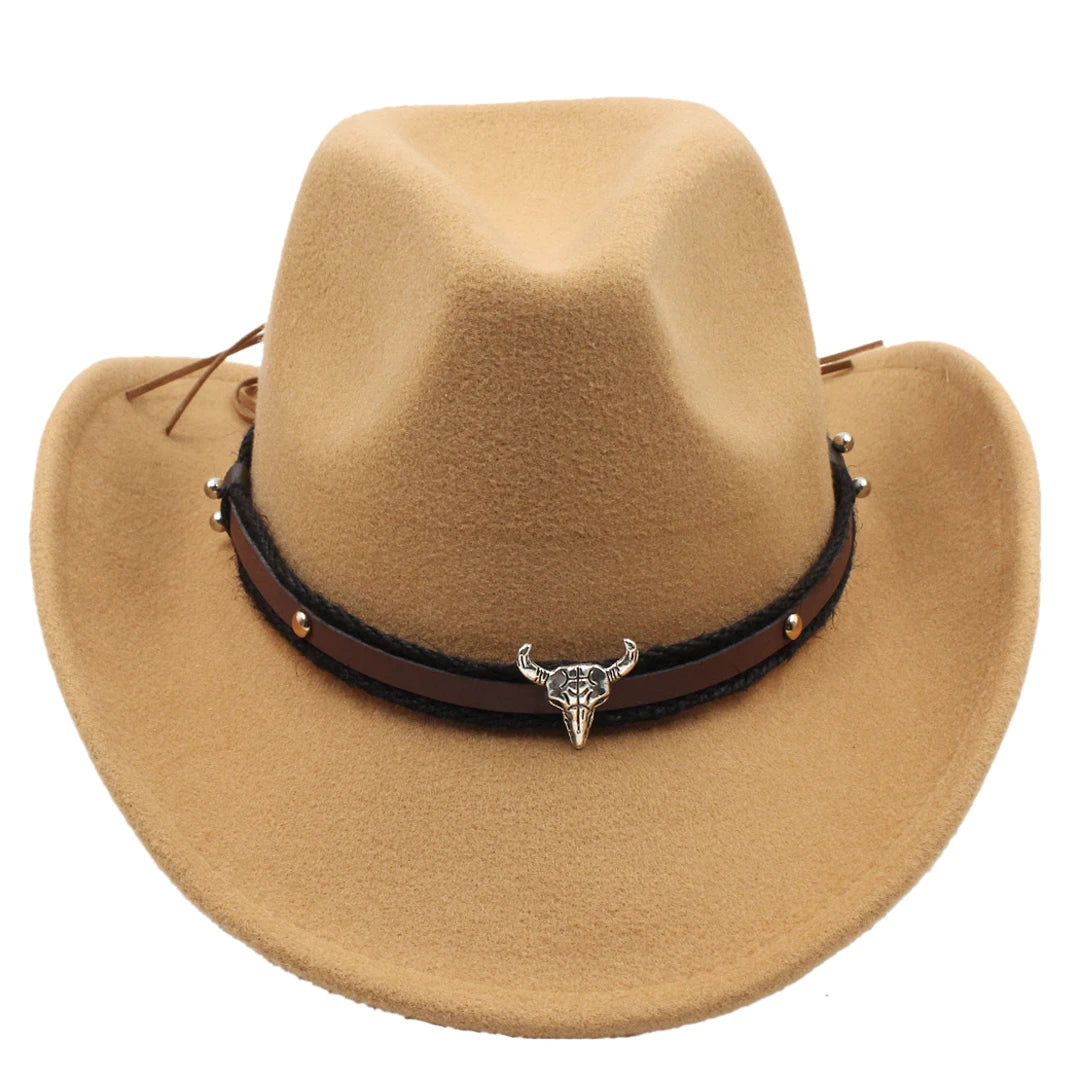 Cotton-Polyester Western Cowboy Hat Unisex Kids Costume Accessory for Halloween Masquerade — Brown | KIMLUD