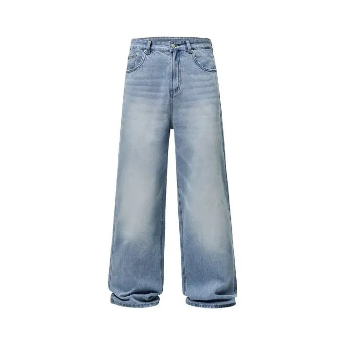 4 Colors Autumn Vintage Distressed Men's Baggy Straight Jeans Fashion Korean High Street Denim Pants Streetwear Male cargo