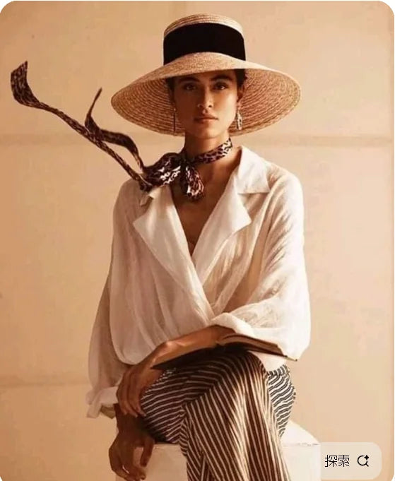 Ribbon Boater Straw Hat Sun Protection — Natural | KIMLUD
