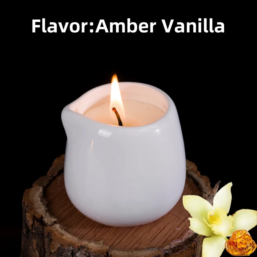 Coconut Wax Massage Candle Amber Vanilla — Amber-Gold | KIMLUD