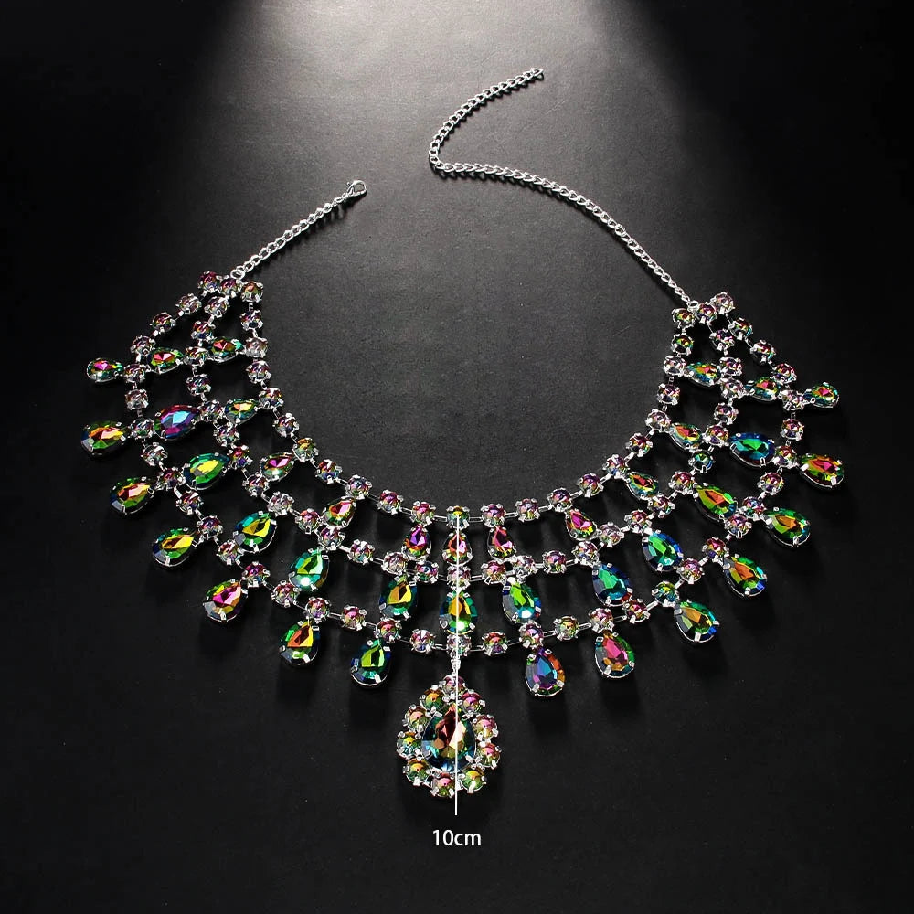 Exaggarete Multilayer Necklace Choker Wedding Decoration Gift 2025 Dramatic Water Drop Crystal Chunky Choker for Bridal Austrian