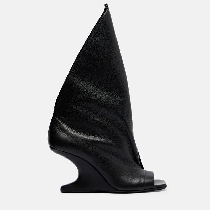 2026 European and American Women's Trendy, Niche, Personalized, Unique, Sloping, Sexy, Open Toed, Fishmouth, Sleeve Short Boots