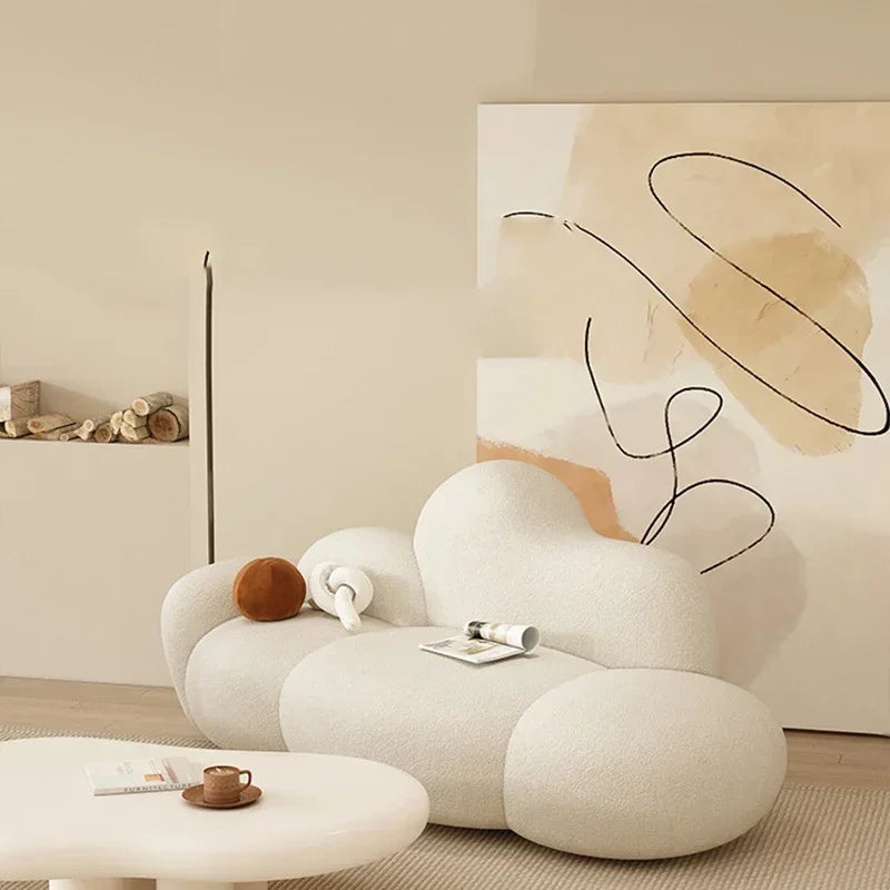 Lambswool Modern Sofa Mid Century Luxe Comfort Quiet Luxury Upholstery — White | KIMLUD