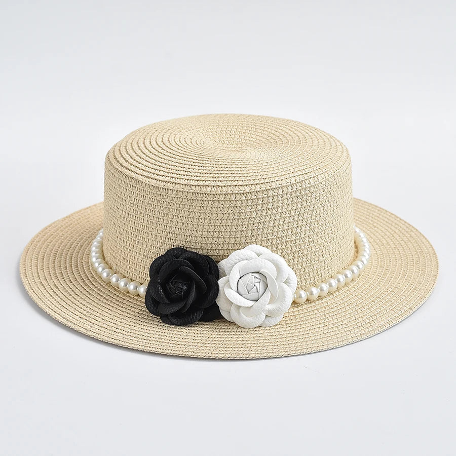 Straw French Style Classic Boater Hat — Beige | KIMLUD