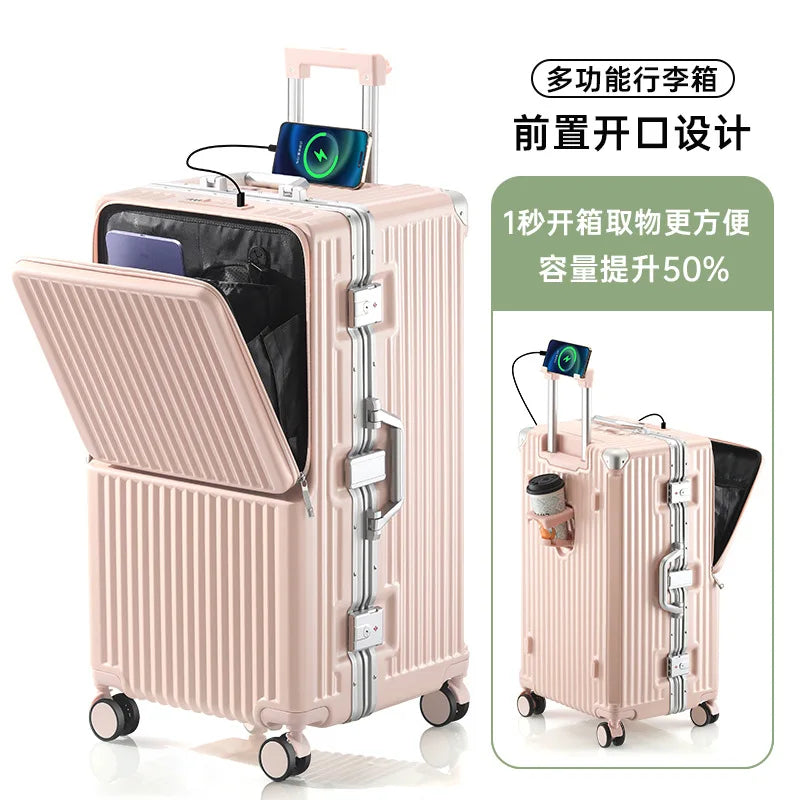 Front Opening Suitcase Aluminium Frame Large Capacity Carrier 28-inch Oversized Luggage 20 inch Trip Cabin Travel Case 2025 New