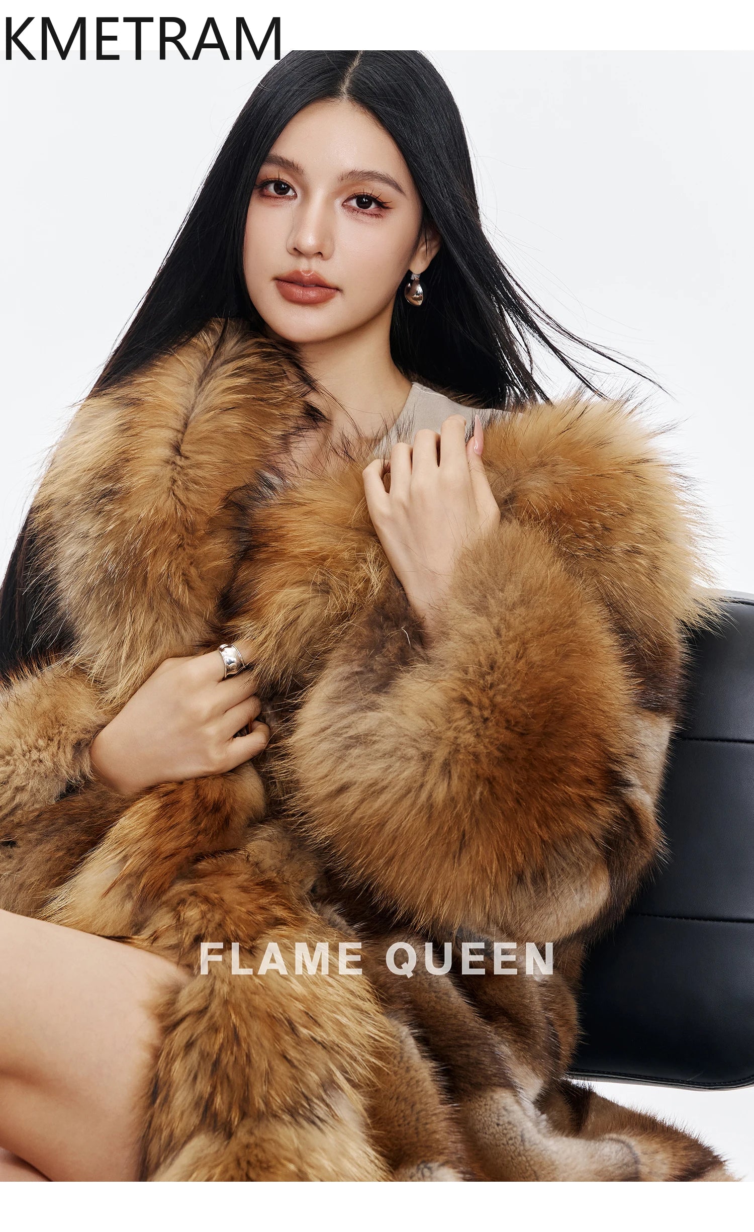 Luxurious Muskrat Fur Solid Long Coat — Natural | KIMLUD
