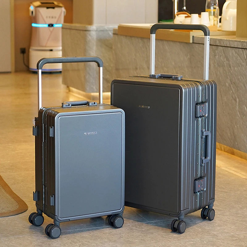 Travel Suitcase Aluminium Frame Wide Trolley Luggage Female Large Capacity Mute Universal Wheel Password Box Carry on Luggage