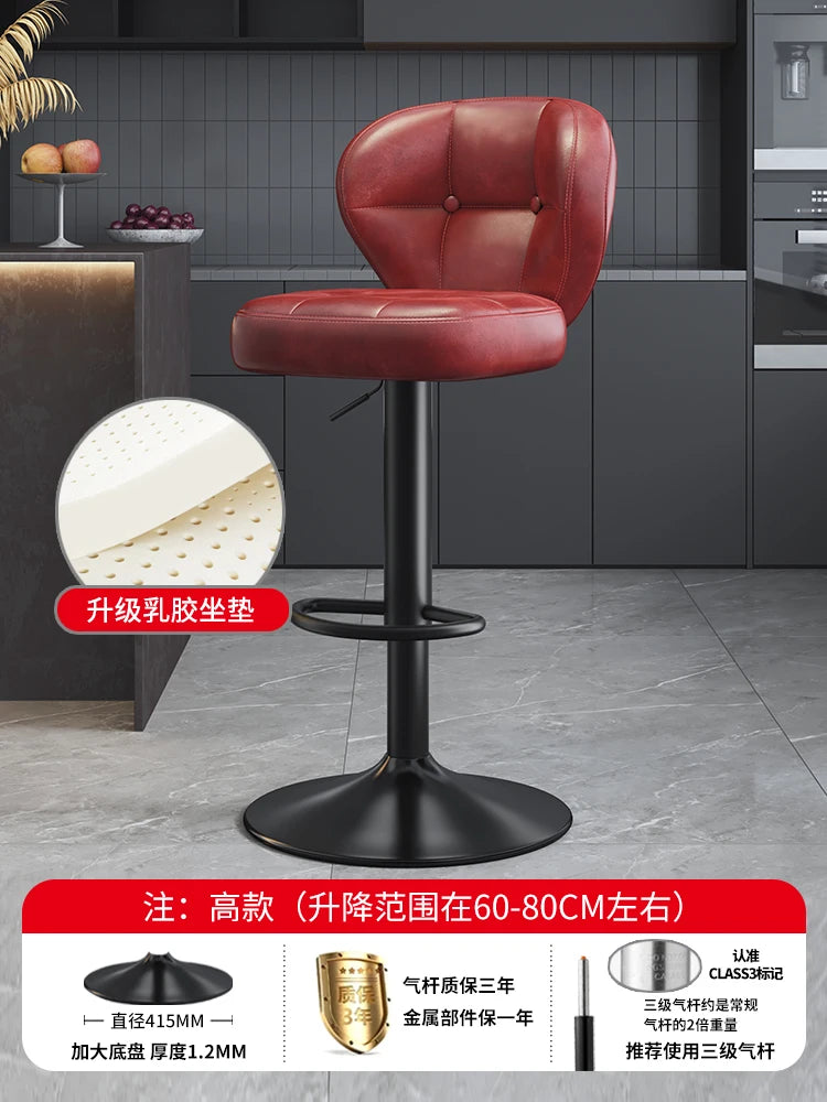Leather Luxury Designer Bar Stools Minimalist Nordic Counter Gaming Bar Chairs With Back Comfortable Cadeira Trendy Furniture