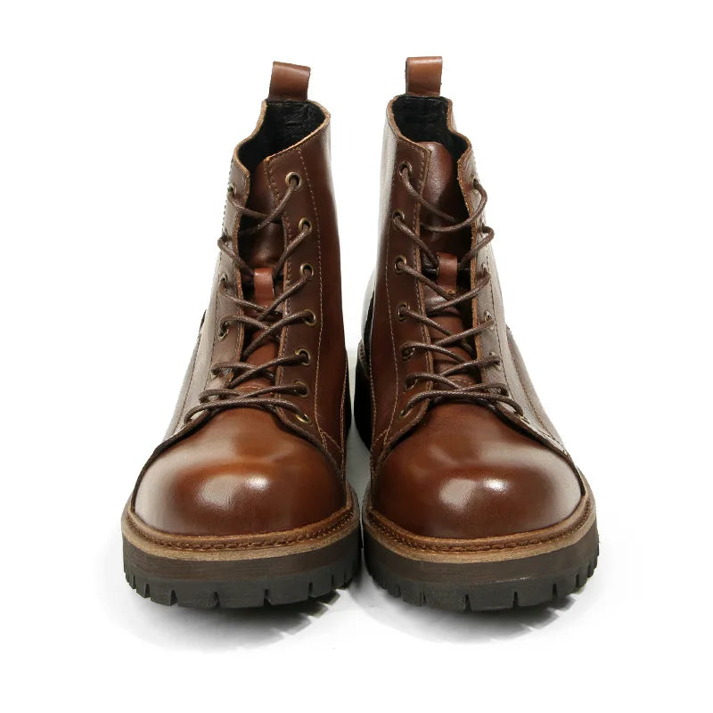 Goodyear-Welted Motorcycle Boots Rugged Heritage — Vintage Oil | KIMLUD