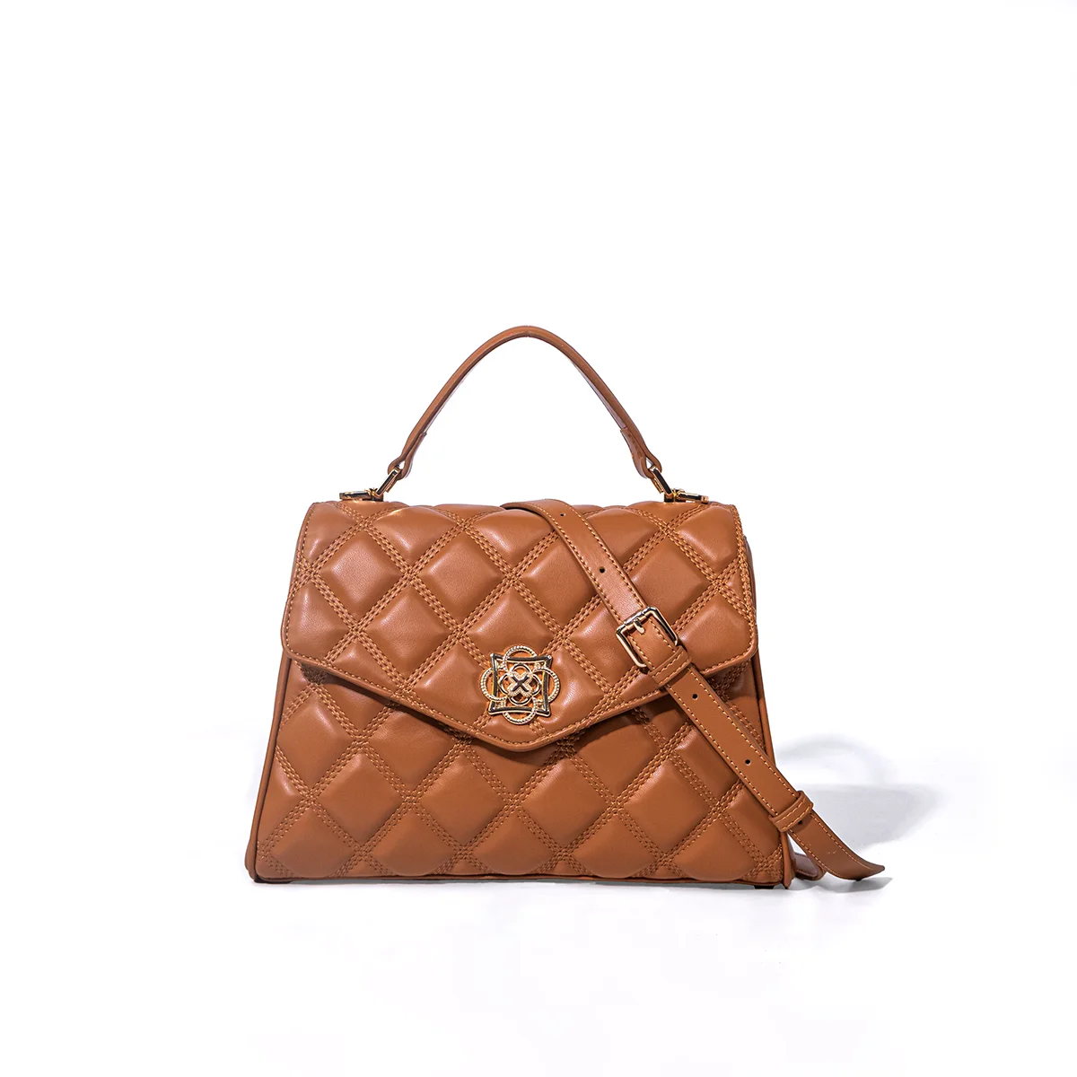 Quilted Square Bag - Top Handle Crossbody - Square Silhouette | KIMLUD