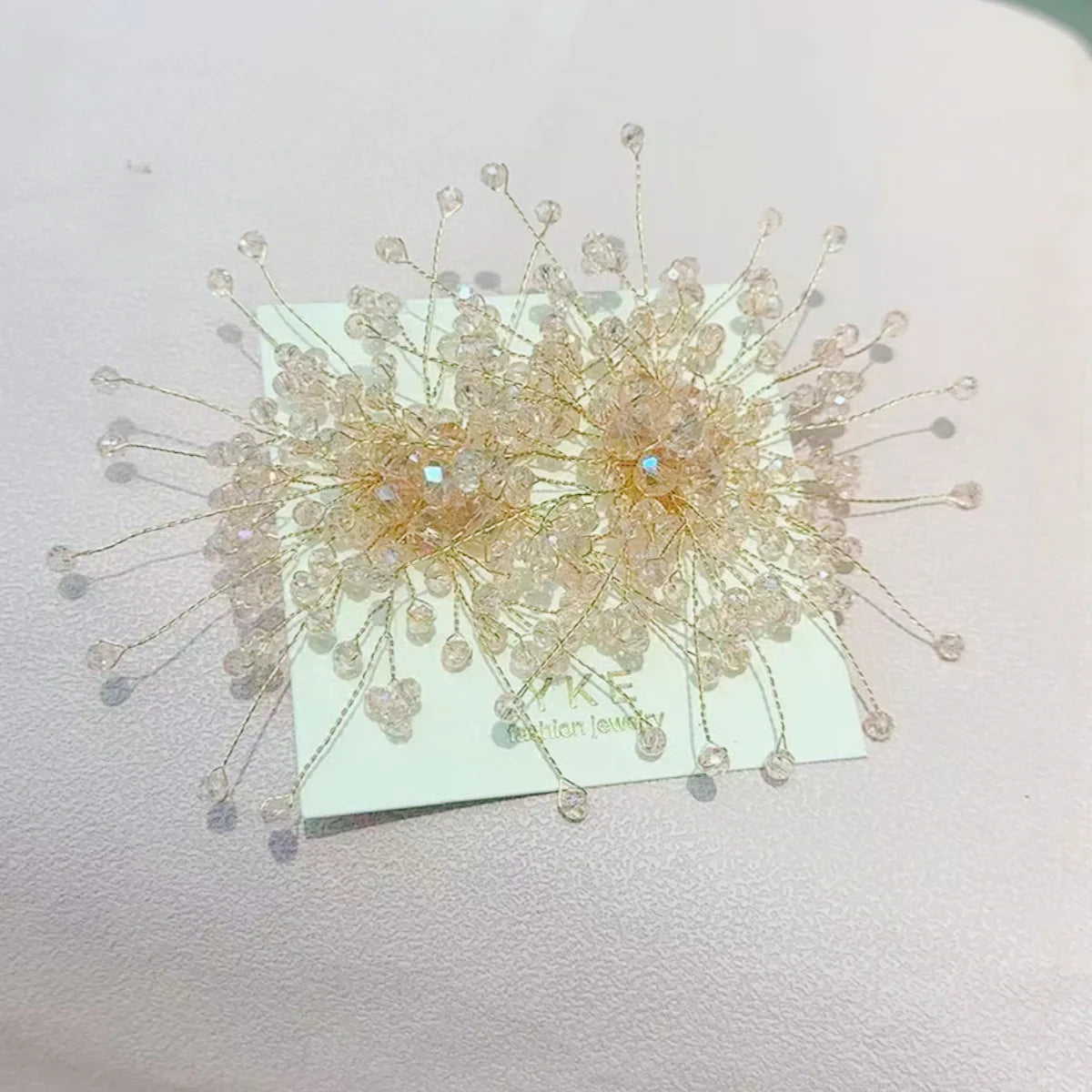 Snowflake Stud Earrings Crystal Beaded — Crystal | KIMLUD