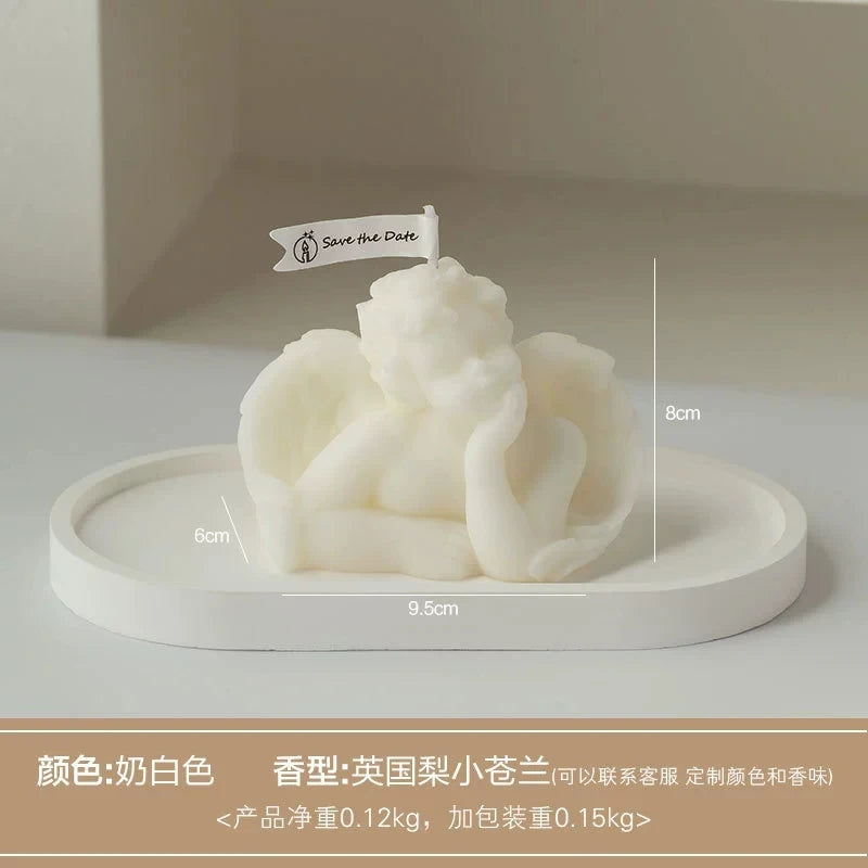 KIMLUD, 1Pc Nordic Style Cupid Angel Soy Wax Candle - Smokeless Essential Oil Aromatherapy Candle for Home Decor & Photo Props, KIMLUD Womens Clothes