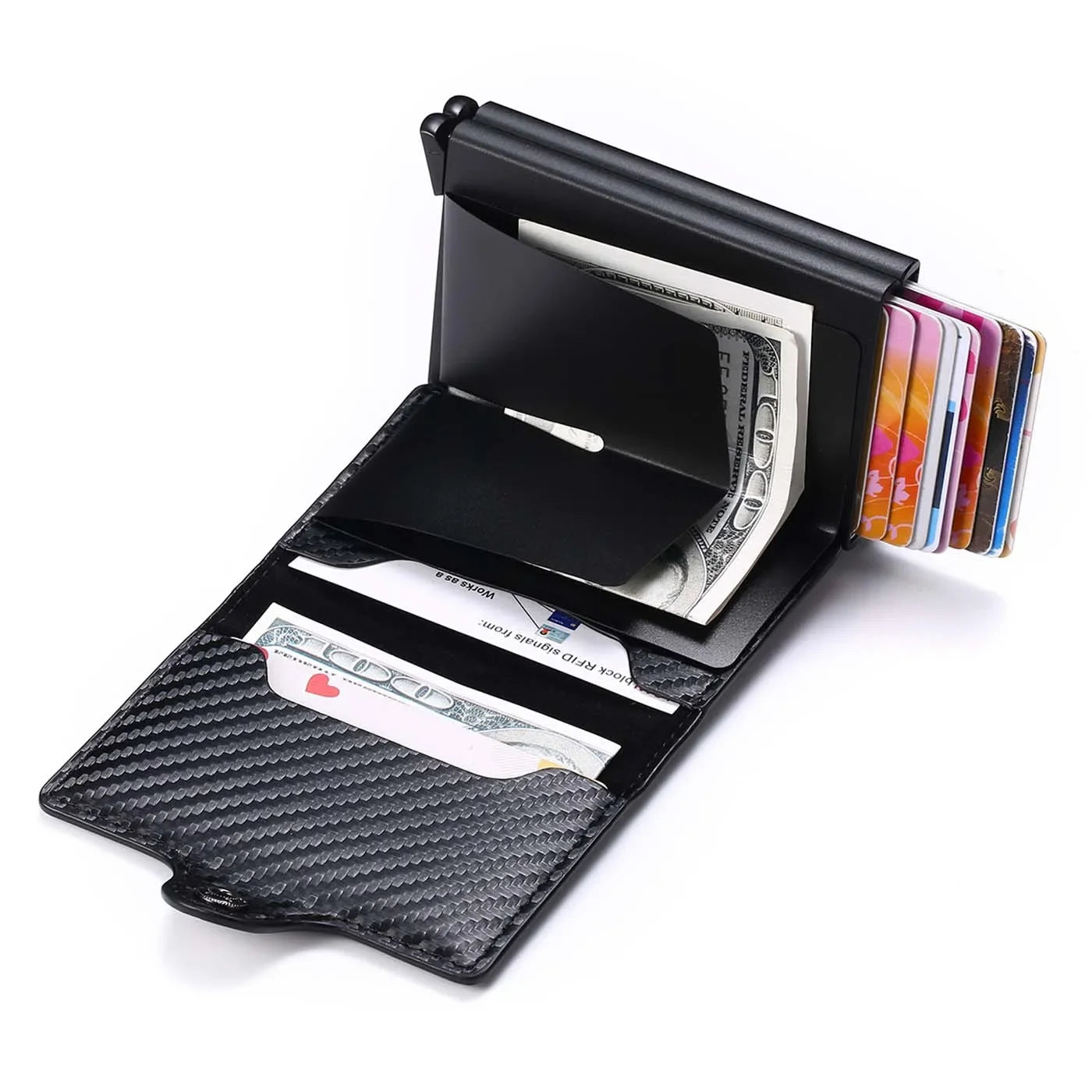 Carbon Fiber Pattern Slim Card Wallets — Black | KIMLUD