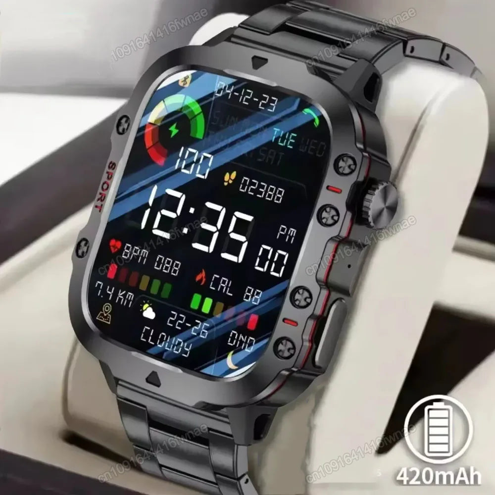 2025 Military Smartwatch GPS Men Flashlight Waterproof Outdoor Sports Tracker HD Bluetooth Calls Smart Watch New For Android IOS