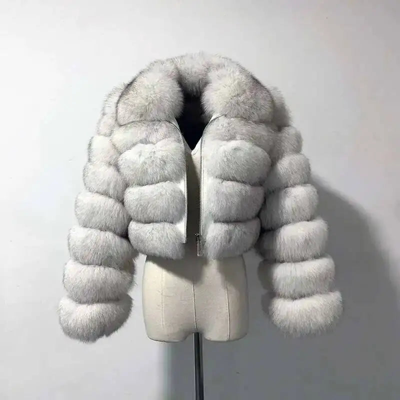 DEAT Fashion Women's Faux Fur Coat Lapel Zipper Long Sleeves Loose Thick Imitation  Fur Short Jacket Winter New 7AB6103