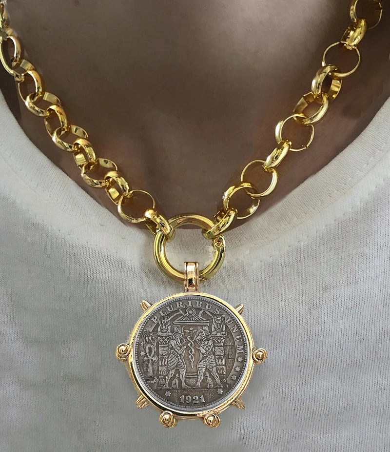 Copper Orla Coin Pendant Necklace — Copper | KIMLUD