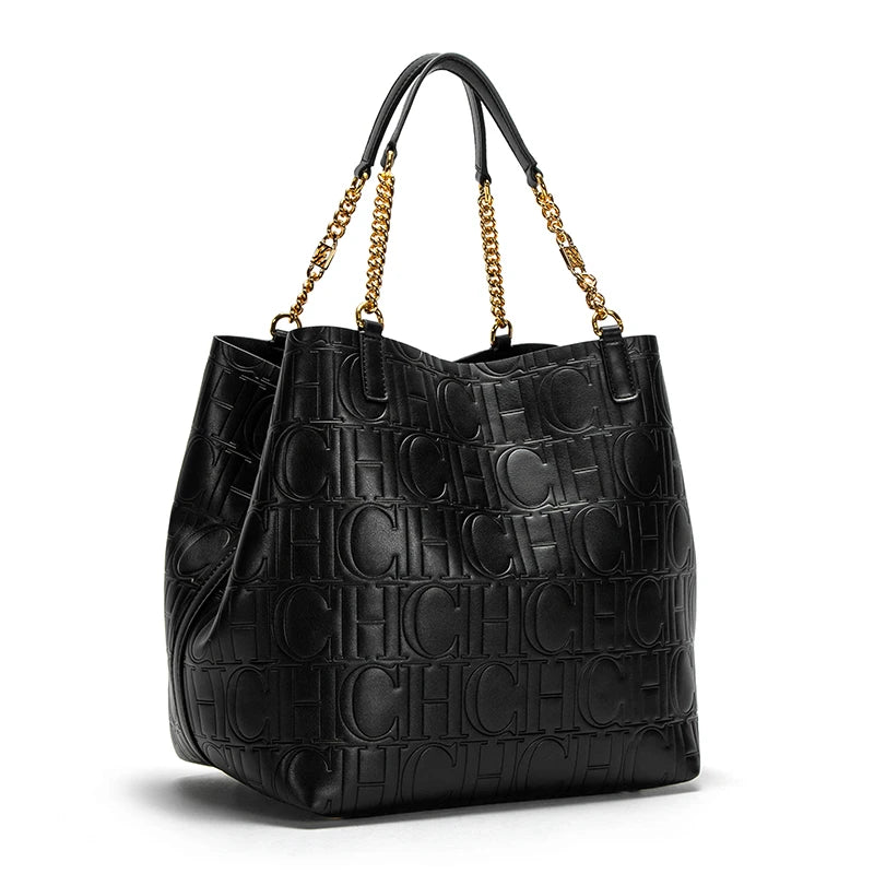 PU Leather Shoulder Bag Casual Large Capacity — Black | KIMLUD