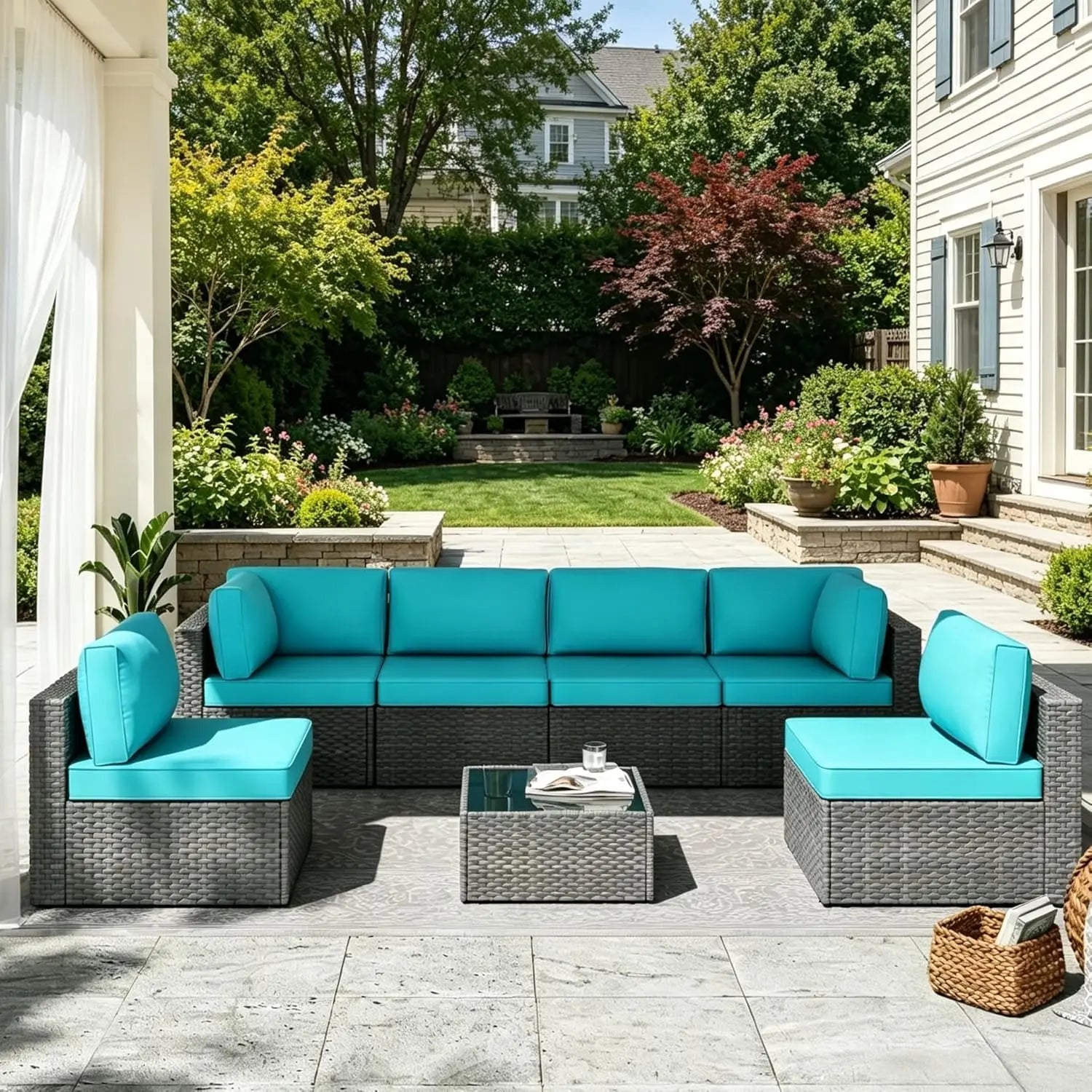 All-Weather Rattan Outdoor Sofa Set — Brown | KIMLUD