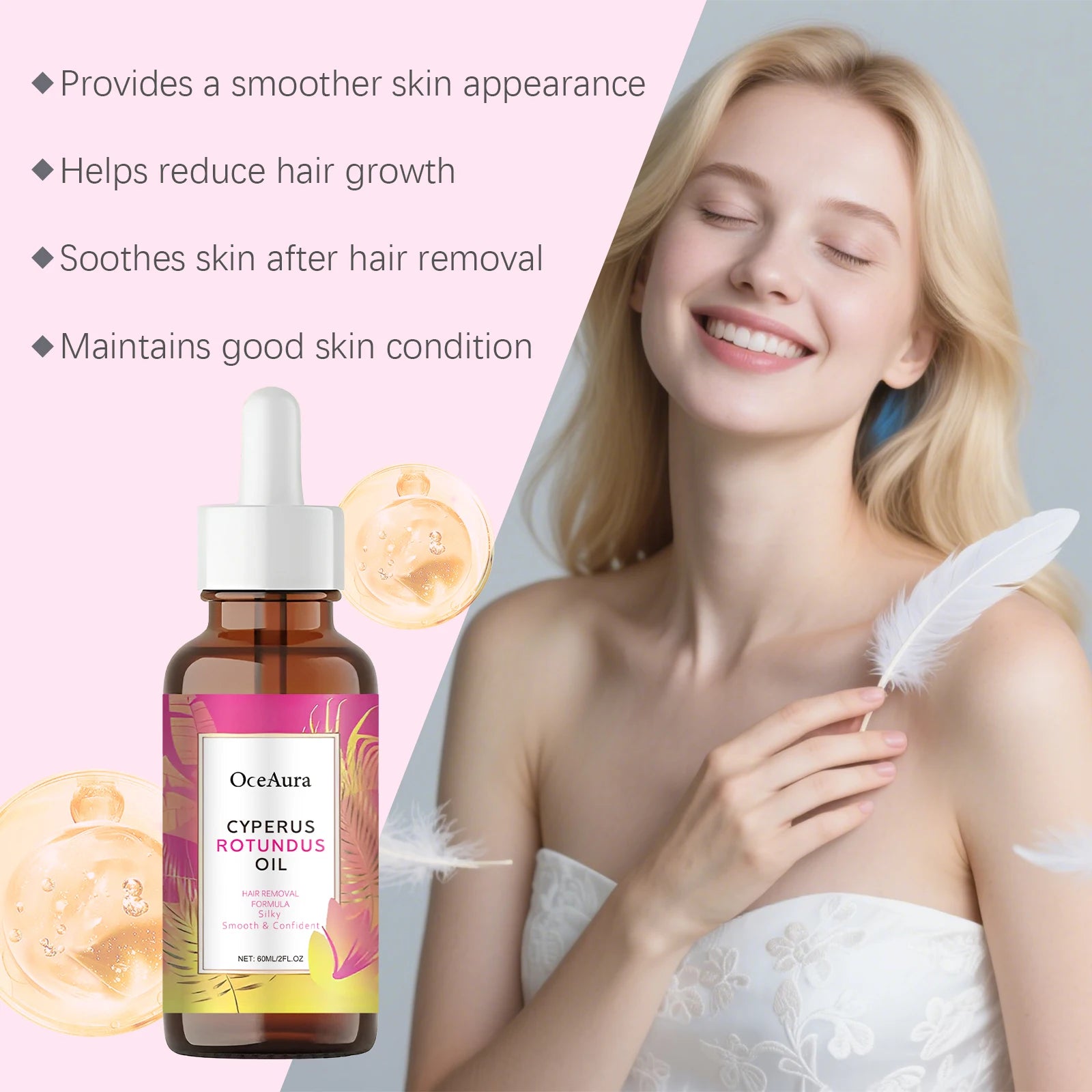 Cyperus Rotundus Oil Body Hair Remover Hydrating — Pink | KIMLUD