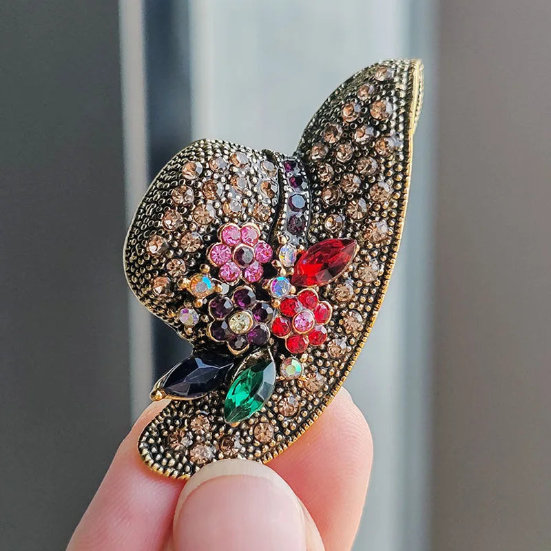 Crystal Zircon Pearl Brooch Flower Phalaenopsis — Blue | KIMLUD