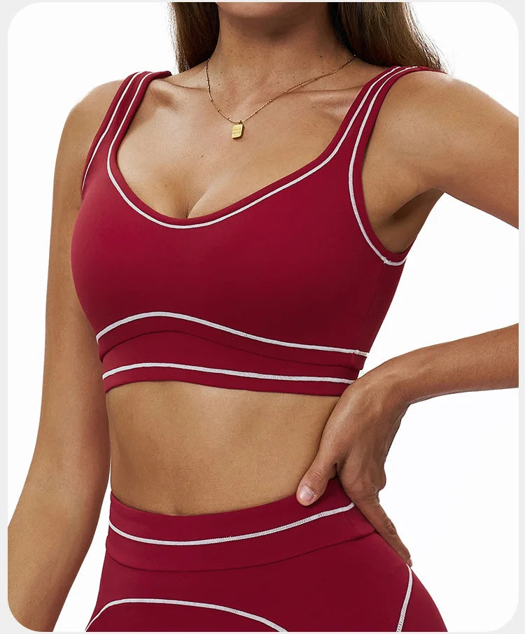 Breathable Yoga Sports Bra Color-Contrast — Multicolor | KIMLUD