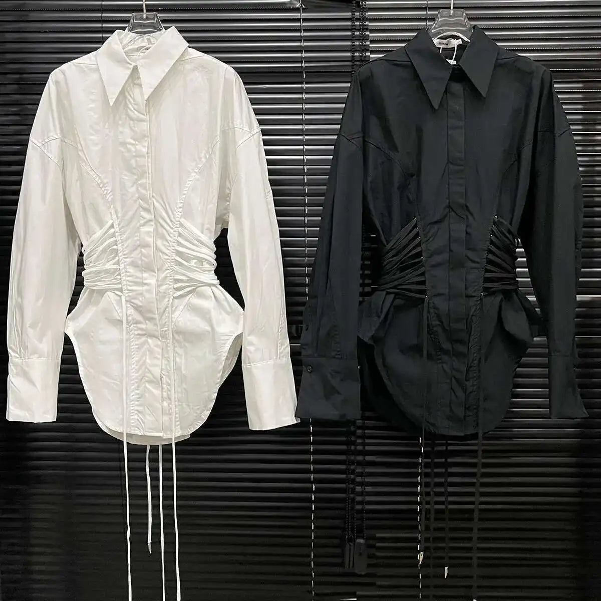 Long Sleeve Shirt – Waist Strap – Loose Silhouette | KIMLUD