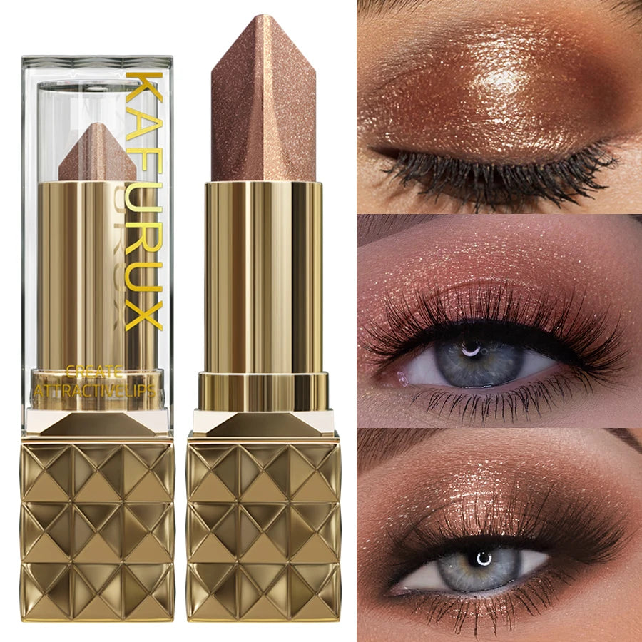 Two color Eye Shadow Stick Velvet Shimmer Eye Makeup Durable Waterproof Eyeshadow &Lipstick Glitter Contour,Highlight for Women