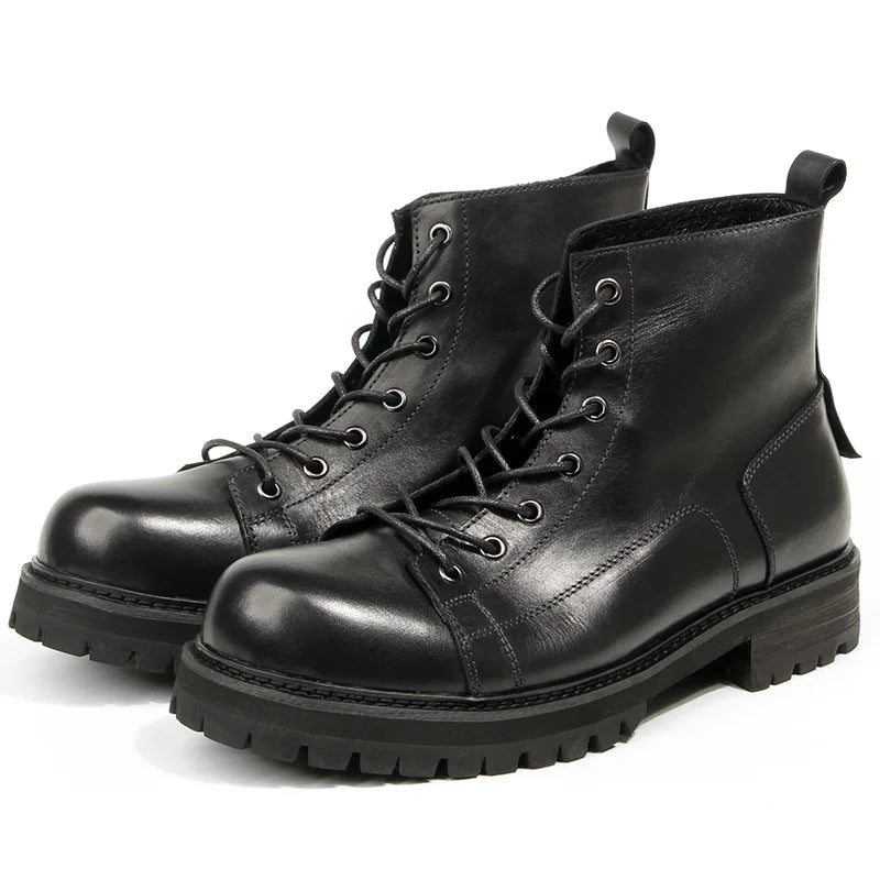 Goodyear-Welted Motorcycle Boots Rugged Heritage — Vintage Oil | KIMLUD