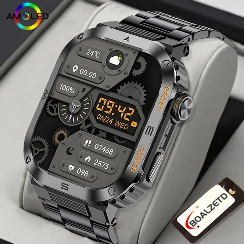 2024 NEW 2.01 Outdoor Military Smart Watch Men Bluetooth Call Smartwatch For Android IOS IP68 Waterproof Sports Fitness Watches