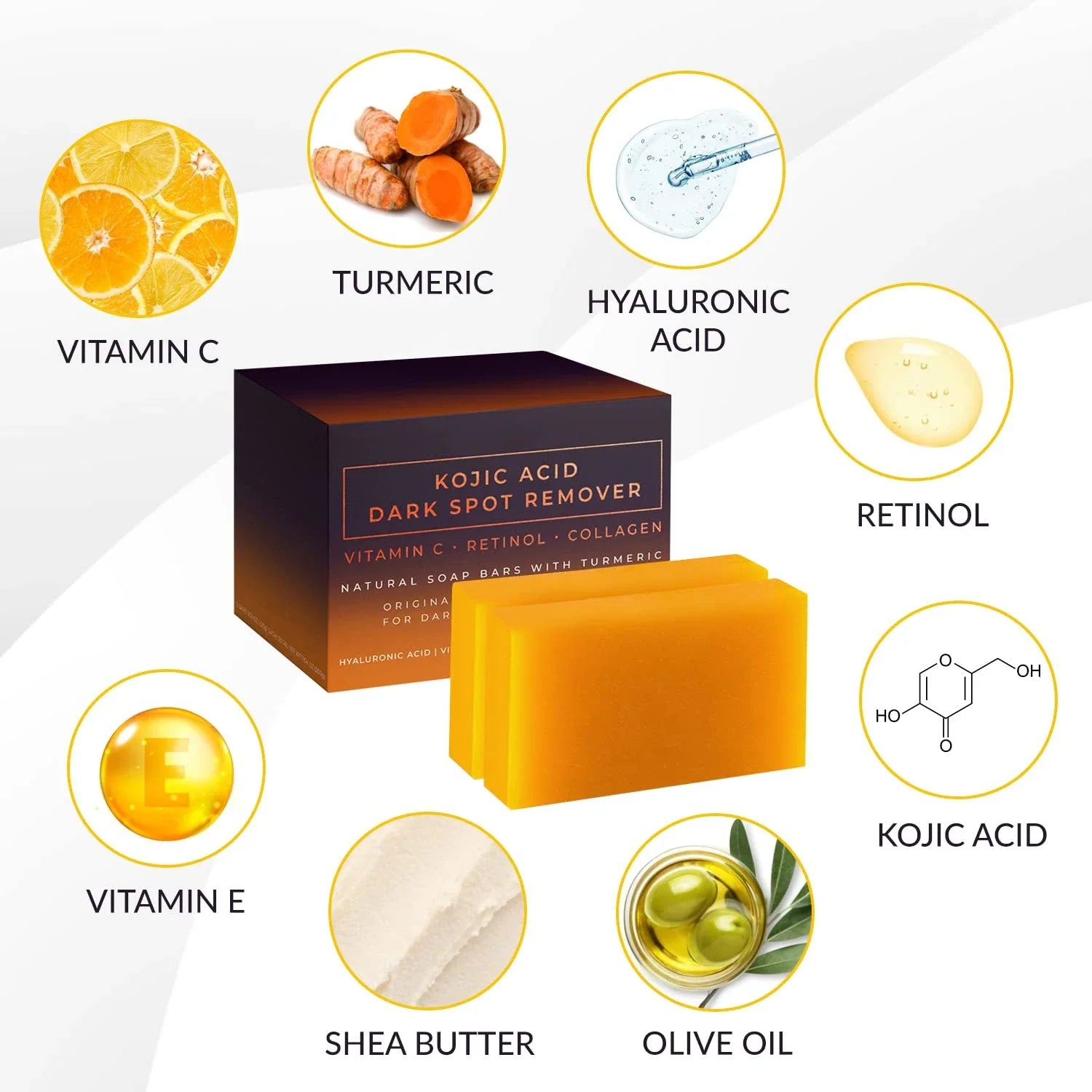 Kojic Acid Facial Soap Brightening — Golden Amber | KIMLUD