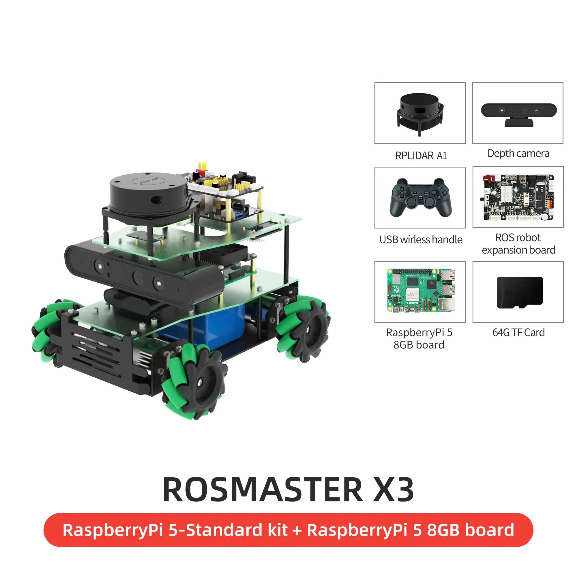 ROSMASTER X3 ROS2 Robot Aluminum Alloy Frame Autopilot Lidar Mapping for Jetson NANO Orin NX SUPER Orin NANO SUPER Raspberry Pi5