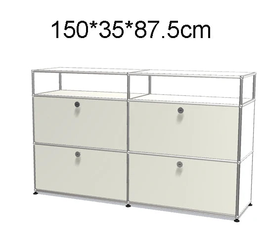 Stainless Steel Nightstand Modular Storage — Red | KIMLUD