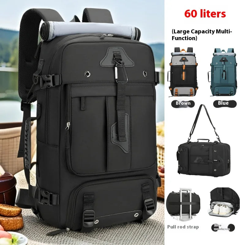 Large capacity men's backpack with high-end feel, travel backpack, sports outdoor luggage bag, mountain climbing bag, waterproof