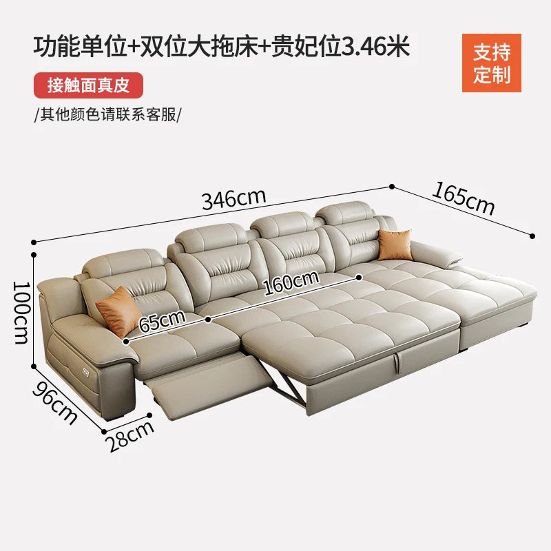 Multifunctional Designer Sofa Bed With Storage System For Spacious Living — Ivory-Beige | KIMLUD