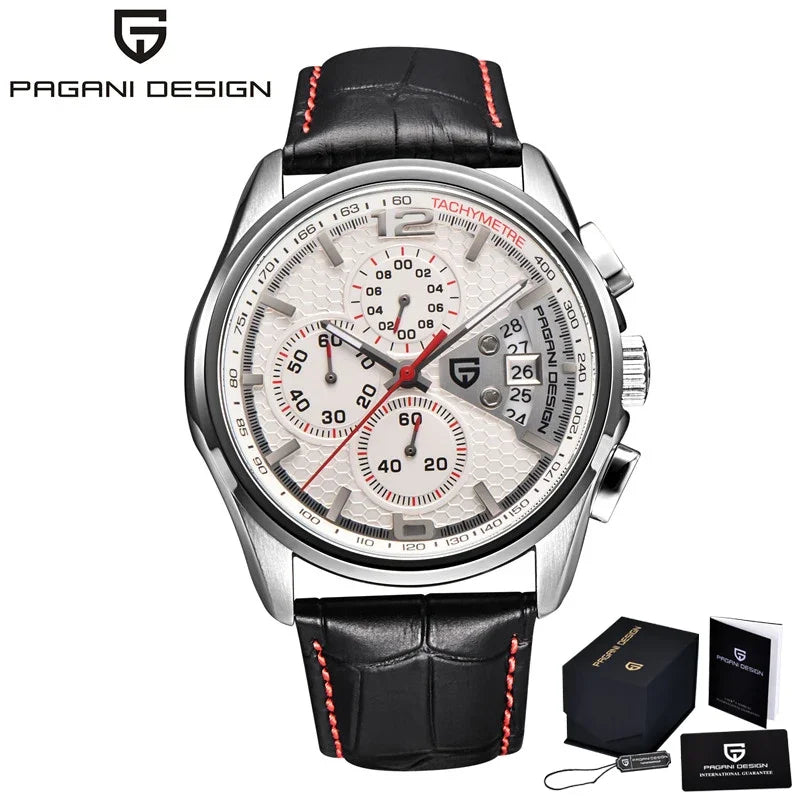 Premium Military Leather Quartz Watch — Black | KIMLUD