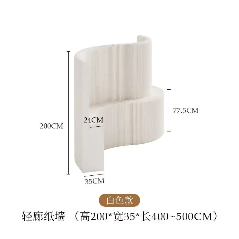 2M Height White Creative Home Decor Organ Paper Wall Screen Removable Folding Room Dividers Office Partition Baffle Fence