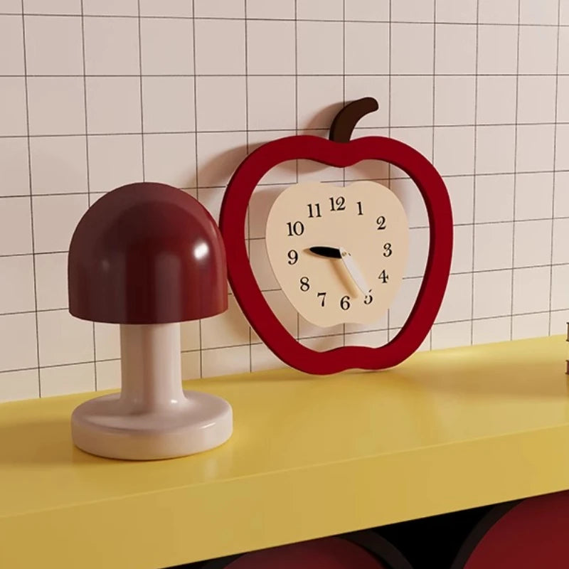 Nordic Wood Wall Clock Sculptural Clock, Ivory Dial — Red | KIMLUD