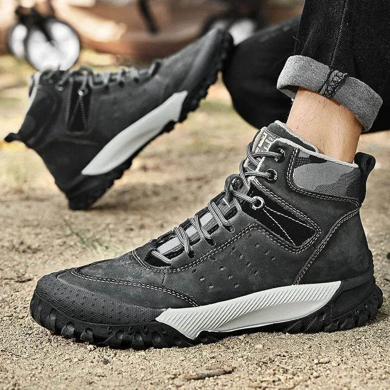 Men's High Top Shoes – Waterproof – Cow Leather | KIMLUD