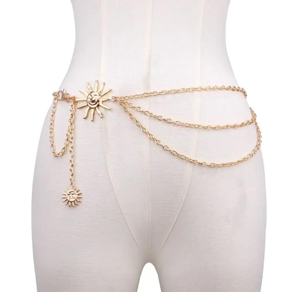 Metal Waist Chain Belt Punk Hip Hop Style — Gold | KIMLUD