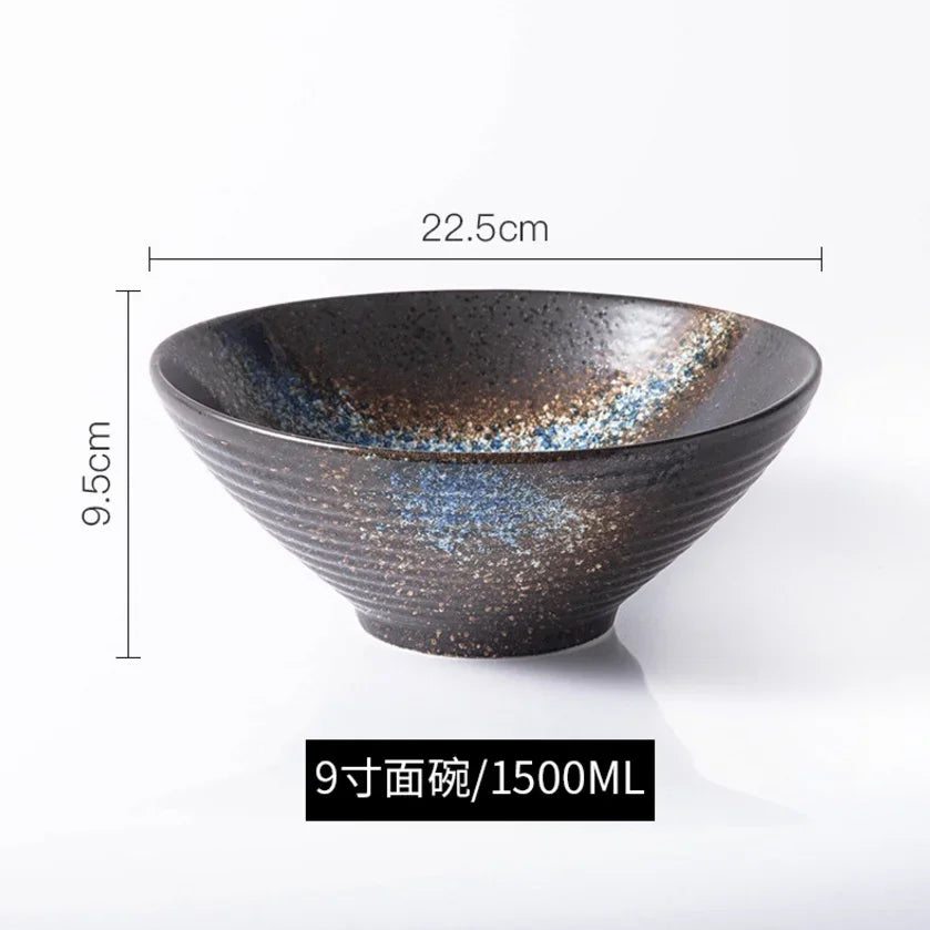 Porcelain Ramen Bowl Japanese Tableware — Deep Black | KIMLUD