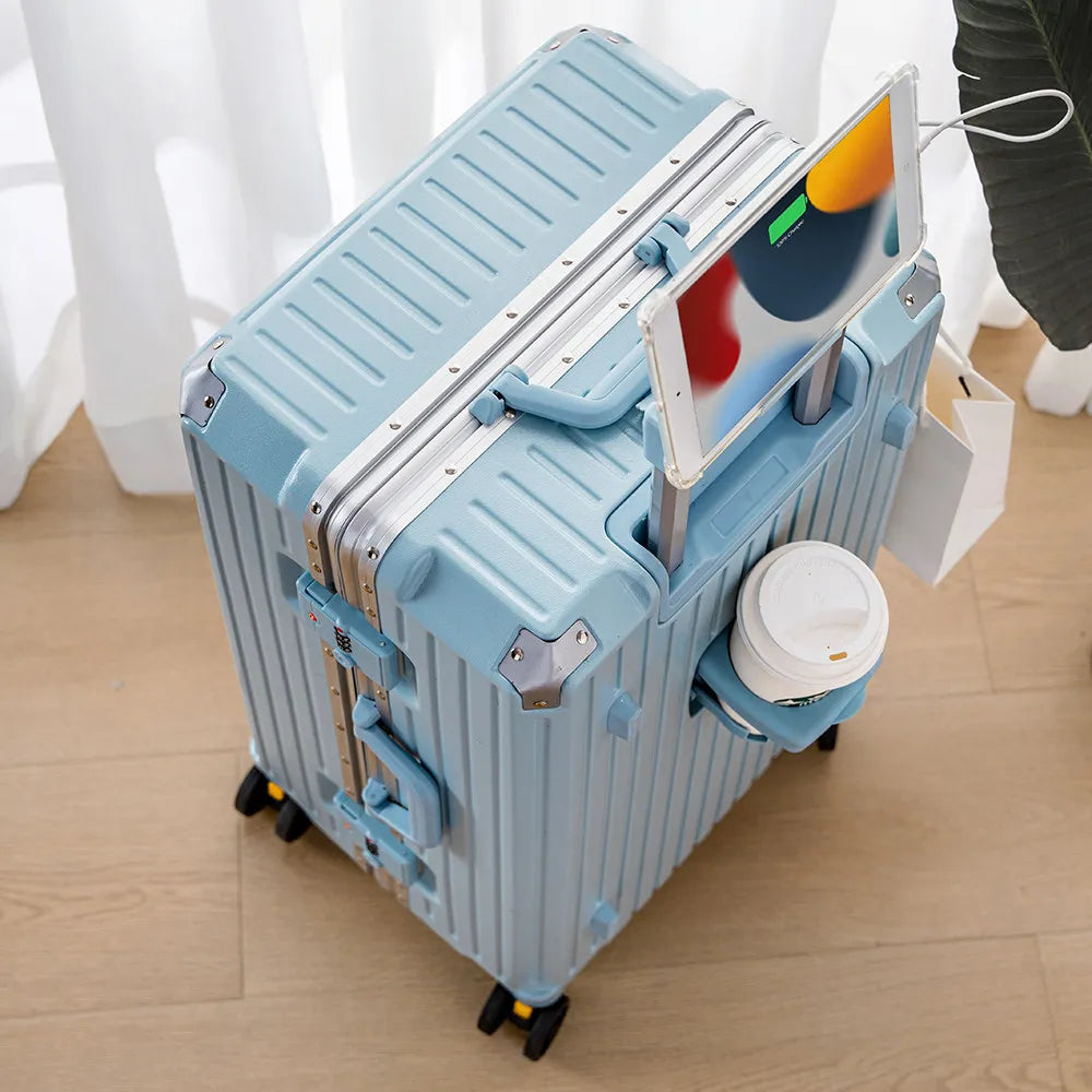 Aluminum Framed Luggage 30/32-Inch Large Cup and Phone Holder — Silver | KIMLUD
