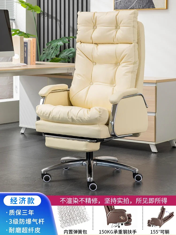 Leather Executive Chair — Tufted High-Back Recliner — Dark Brown | KIMLUD