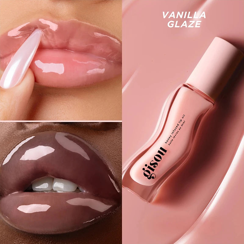 Glazed Lip Balm Lip Oil Gloss Hybrid Nourishing Honey-Infused Shine — Plum | KIMLUD