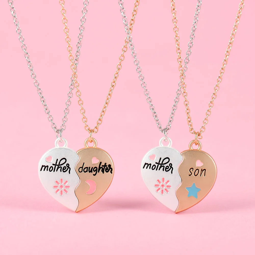 Two-Tone Pendant Necklace Heart Letter — White and Rose Gold | KIMLUD