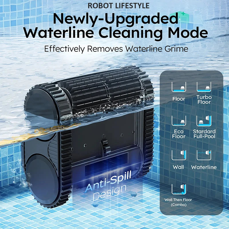 Robotic Swimming Pool Cleaner C2 With App Control Wall Floor Waterline Max150㎡ Dual-layer Filtratie 180mins Running Time