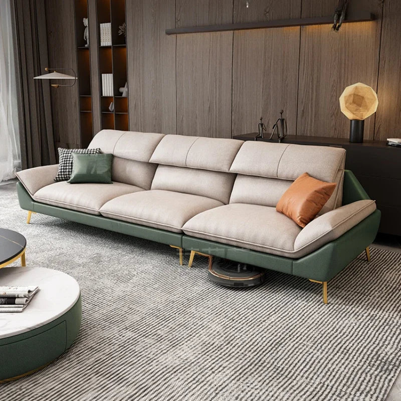 Sculpted Modular Solid Fabric Sofas — Beige | KIMLUD