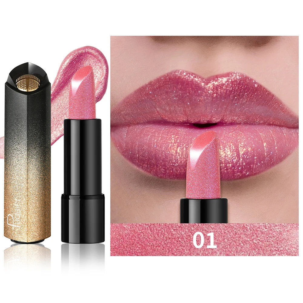 Metallic Shimmer Lipstick Creamy Pigment — Rose Pink Glitter Shine | KIMLUD
