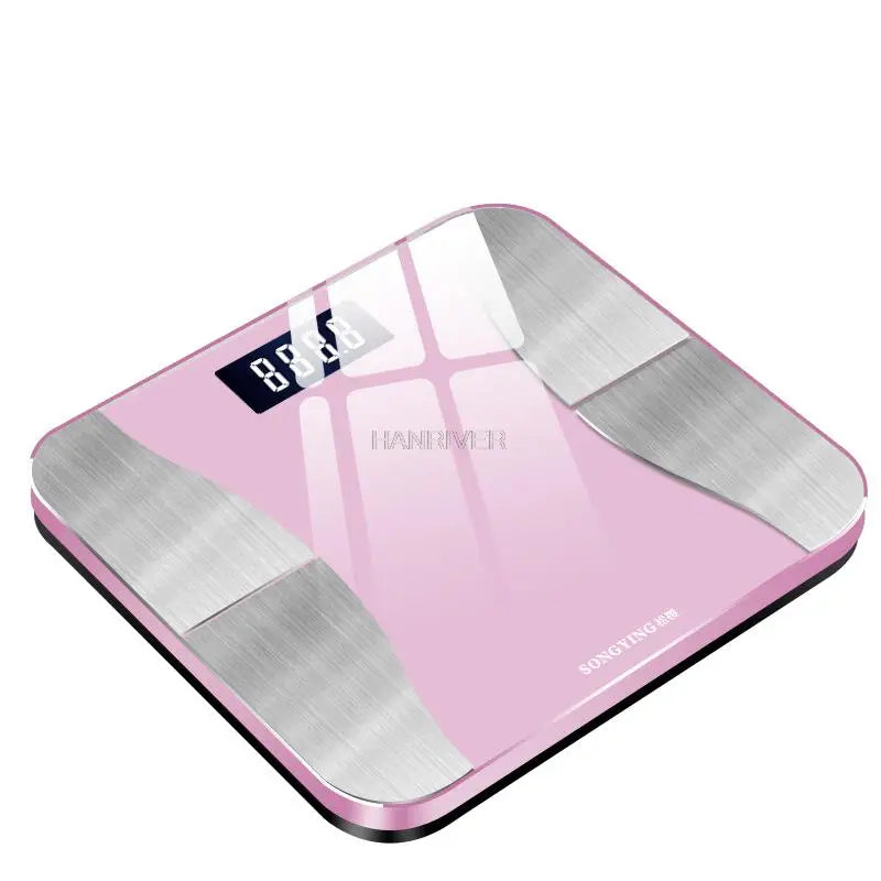 Tempered Glass Bluetooth Body Fat Scale With Smartphone App — Pink | KIMLUD